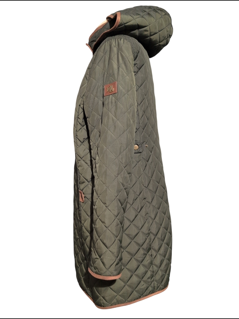 Lauren Ralph Lauren Olive Quilted Jacket Barn Lightweight Preloved Casual PLarge - Picture 4 of 16
